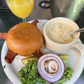 Bread Winners Cafe & Catering - The Works Burger with corn chowder - Breakfast & Brunch Near Me - Arvada, Colorado