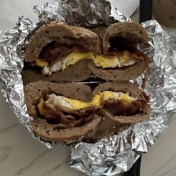 Village Buzz Cafe - Whole wheat everything bagel w bacon egg and cheese - Cafes Near Me - Greenwood Lake, New York Village Buzz Cafe - Whole wheat everything bagel w bacon egg and cheese - Cafes Near Me - Greenwood Lake, New York