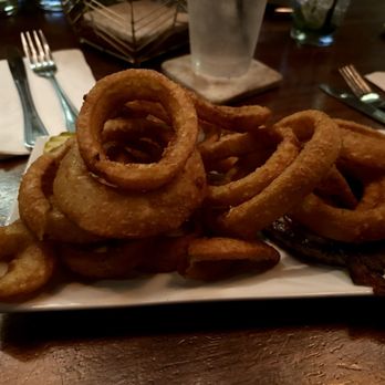 Sidecar - Burger buried under onion rings - Bars Near Me - Gorham, Maine