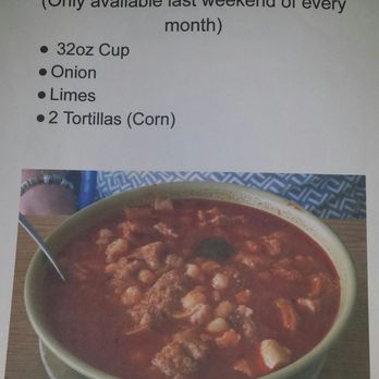 Behind the Church - a menu for a bowl of soup - Mexican Near Me - Sweetwater, Texas