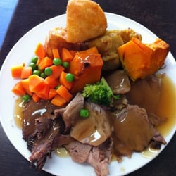 Local Roast - Roasted steak, pork, and lamb with gravy, pumpkin, potato, sweet potato, carrots and peas