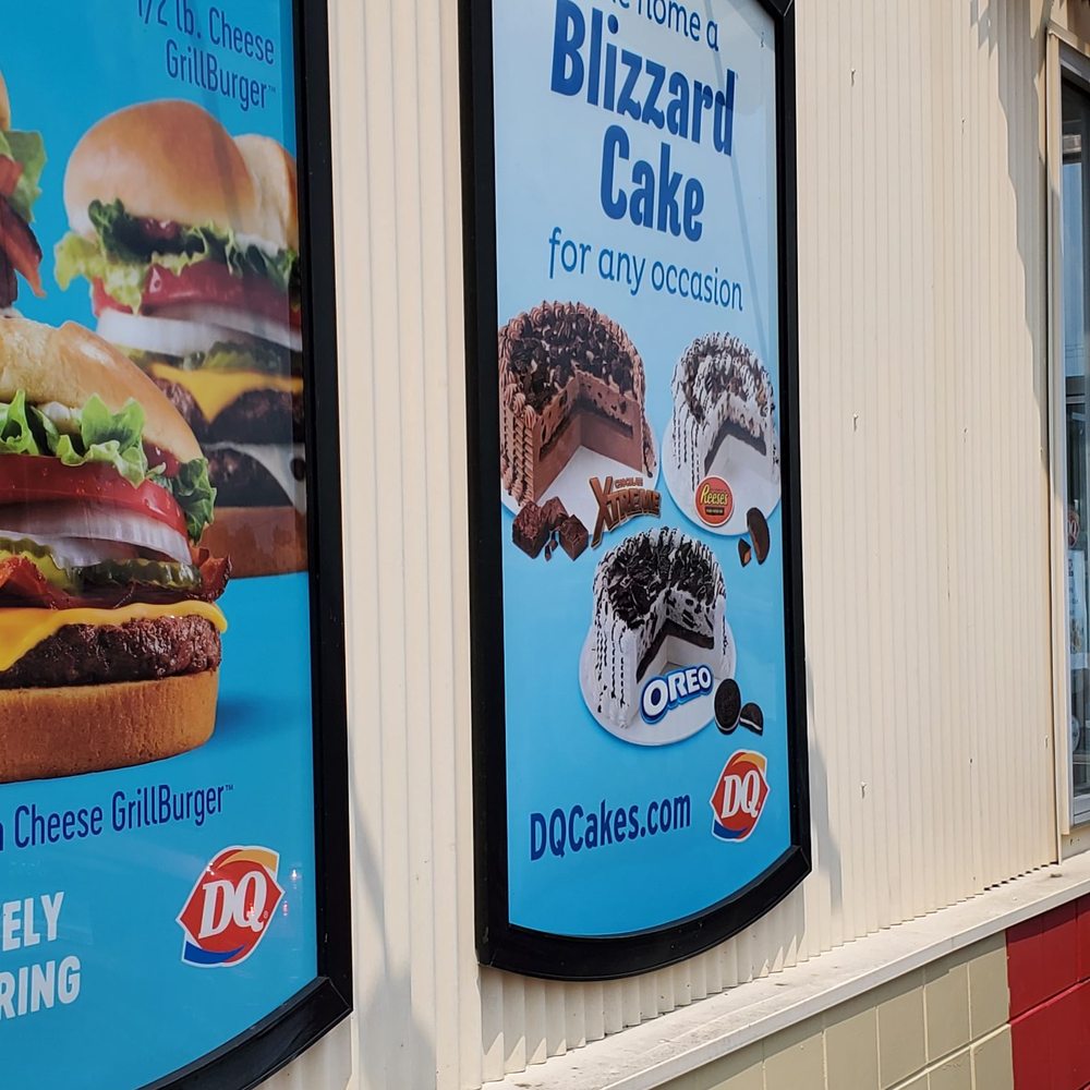 Dairy Queen Grill & Chill - They also have cakes that you can order. This one is advertising their Blizzard flavors as a cake - Ice Cream & Frozen Yogurt Near Me - Rushville, Indiana Dairy Queen Grill & Chill - They also have cakes that you can order. This one is advertising their Blizzard flavors as a cake - Ice Cream & Frozen Yogurt Near Me - Rushville, Indiana