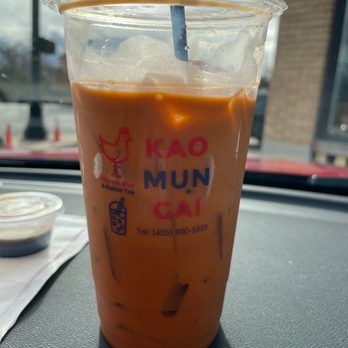 Kao Mun Gai - Thai tea! Already started drinking before photo - Thai Near Me - Oklahoma City, Oklahoma Kao Mun Gai - Thai tea! Already started drinking before photo - Thai Near Me - Oklahoma City, Oklahoma