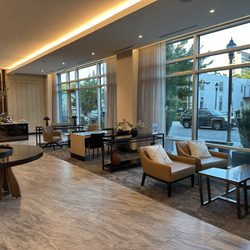 AC Hotel Raleigh Downtown - Lobby view, July 2026.