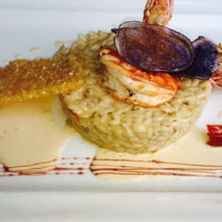 La Table du Marché - Risotto aux gambas et sa tuile au parmesan