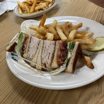 The Point Cafe - Turkey Turkey Breast Club Sandwich and Fries - Breakfast & Brunch Near Me - Schenectady, New York