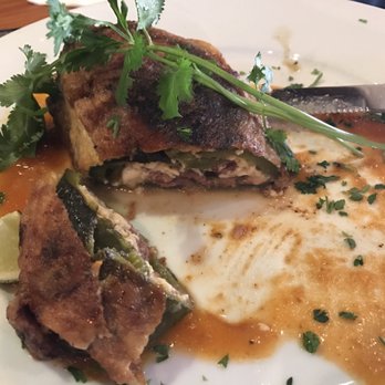 Agave Restaurant - Chile relleno, cut open - New Mexican Cuisine Near Me - Atlanta, Georgia