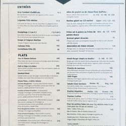 La Garnison - Menu
