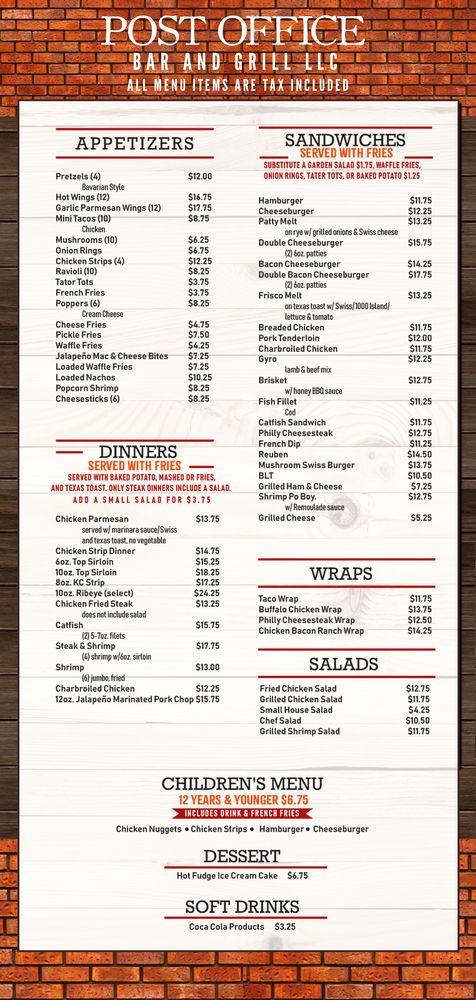 Food from Post Office Bar & Grill
