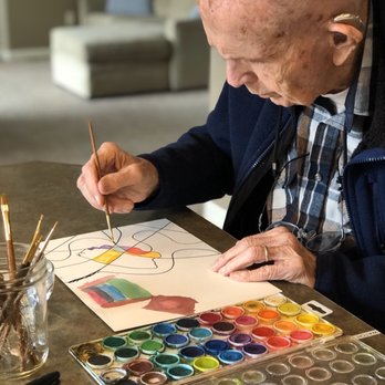 Leisure Club - Resident enjoying the arts....Watercolor & Beethoven! - Retirement Homes Near Me - Bend, Oregon Leisure Club - Resident enjoying the arts....Watercolor & Beethoven! - Retirement Homes Near Me - Bend, Oregon