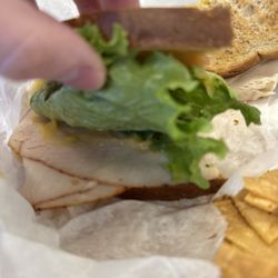 That's a single slice of turkey folded 3 times.