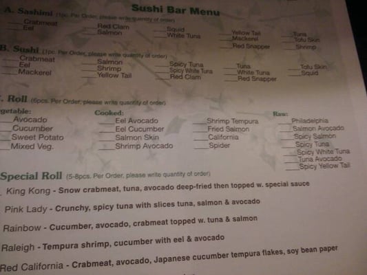 Menu photo 8 Orchid Japanese Restaurant Raleigh, NC