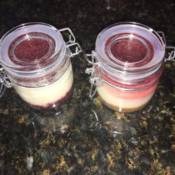 Val's Cheesecakes - Lovers Lane Cheesecake (left) and Classic Strawberry Cheesecake (right) - Desserts Near Me - Dallas, Texas