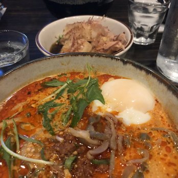 Ishin Udon - Tan tan udon with added onsen tamago - Japanese Near Me - Houston, Texas
