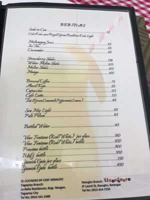 Menu photo 2 El Cocinero Tagaytay, CAV