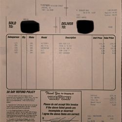 Video Only - Receipt