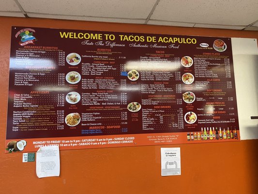 Menu photo 4 Tacos De Acapulco Grover Beach, CA