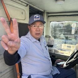 USPS - Mr. Lou showed a victory sign after refusing a package delivery to my house because I answered the front door late.  Pretty weird behavior.