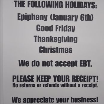 Bi-Rite - a sign stating to be closed on the following holidays - Grocery Near Me - Cave City, Kentucky Bi-Rite - a sign stating to be closed on the following holidays - Grocery Near Me - Cave City, Kentucky