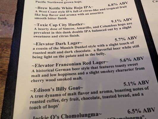 Menu photo 3 The Elevator Brewery and Draught Haus Columbus, OH