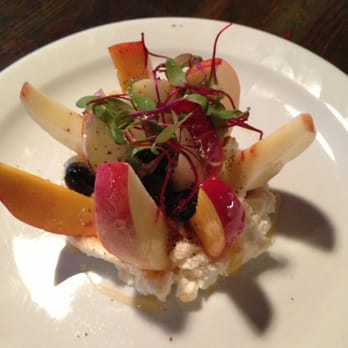 BAR Ama - White nectarines with queso fresco and blueberries. - Tex-Mex Near Me - Los Angeles, California