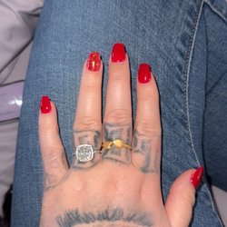 Belle Nolia Nails and Spa - Short nails; red; coffin/ballerina shape;
