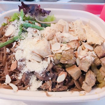 Vale Healthy Kitchen - Tampa - Regular Size Bowl with Steak, Italian Chicken, Greens Salad, Sweet Potato Noodles, Green Beans, Mushrooms, Shaved Almonds & Parmesan Cheese - Acai Bowls Near Me - Tampa, Florida Vale Healthy Kitchen - Tampa - Regular Size Bowl with Steak, Italian Chicken, Greens Salad, Sweet Potato Noodles, Green Beans, Mushrooms, Shaved Almonds & Parmesan Cheese - Acai Bowls Near Me - Tampa, Florida