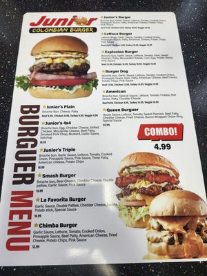 Menu photo 1 Junior Colombian Burger Orlando, FL