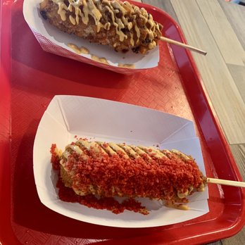Krazy Dog - Sweet potato and Volcano corn dogs. - Korean Near Me - Cypress, Texas Krazy Dog - Sweet potato and Volcano corn dogs. - Korean Near Me - Cypress, Texas