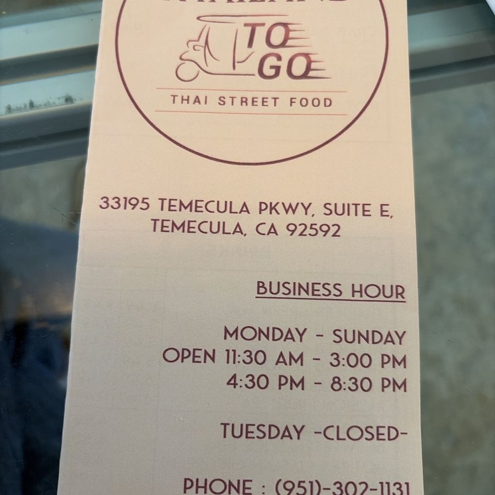 ThaiLand To Go - Thai Near Me - Temecula, California
