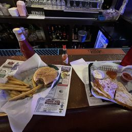 Kids cheese burger and chicken quesadilla