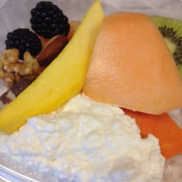 Cottage cheese, fruit and nuts. Nice heathy way to start the morning. Cottage cheese, fruit and nuts. Nice heathy way to start the morning.