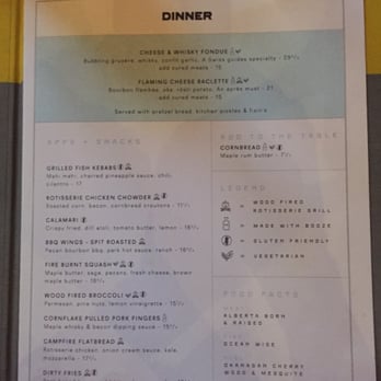 Park Distillery - Menu - Canadian (New) Near Me - Banff, Alberta