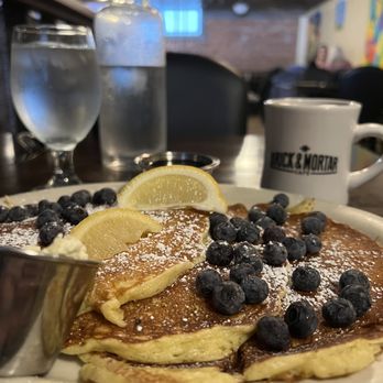 Brick & Mortar Cafe - Lemon blueberry pancakes. - Breakfast & Brunch Near Me - Albany, Oregon