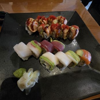 Sake Sushi & Grill - Fire Phoenix and rainbow roll - Sushi Bars Near Me - Schaumburg, Illinois