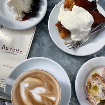 Buvette - Apple tart, Cappuccino, goat cheese - French Near Me - New York, New York Buvette - Apple tart, Cappuccino, goat cheese - French Near Me - New York, New York