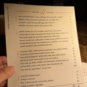 Husk - Menu 11.2.2025 - Southern Near Me - Nashville, Tennessee