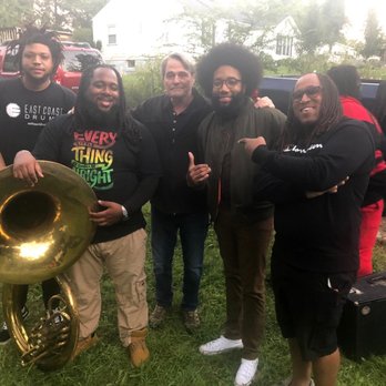 Musicalhossgal - Me with the Dream City Brass band, guest performers at Dogue Cottage - Musicians Near Me Musicalhossgal - Me with the Dream City Brass band, guest performers at Dogue Cottage - Musicians Near Me