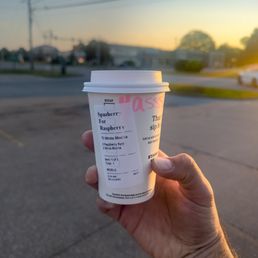 Tall, Hot Raspberry White Mocha (One less pump of each syrup)