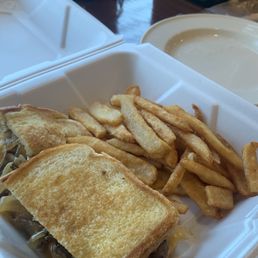 "Texas Toasted" patty melt, I think not. I had the chicken tenders the 3rd time. Yummy! "Texas Toasted" patty melt, I think not. I had the chicken tenders the 3rd time. Yummy!
