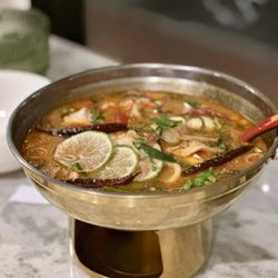Thai Charoen Kitchen - Tom yum seafood hotpot - good amount of seafood and mushrooms; suggest to add more fish
