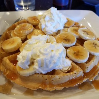 Keke's Breakfast Cafe - Customized bananas foster waffle.  Keke's had no problem meeting my requests. - Breakfast & Brunch Near Me - Largo, Florida