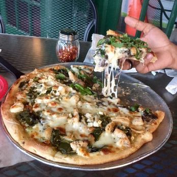 Star Pizza - Half chicken alfredo and half Salsa verde - Pizza Near Me - Houston, Texas