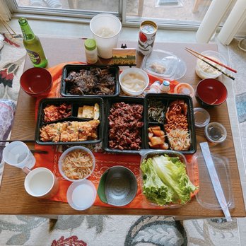 ToBang - Feast! Combo A with spicy pork and kalbi. - Korean Near Me - Santa Clara, California ToBang - Feast! Combo A with spicy pork and kalbi. - Korean Near Me - Santa Clara, California