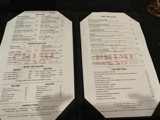 Menu photo 3 Prime 239 Steakhouse Cape Coral, FL Menu photo 3 Prime 239 Steakhouse Cape Coral, FL