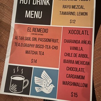 Paloma Restaurant - Hot drink menu - Mexican Near Me - Santa Fe, New Mexico