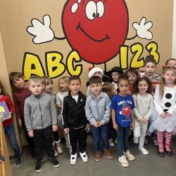 ABC/123 Preschool Classes - Group picture on snowman day