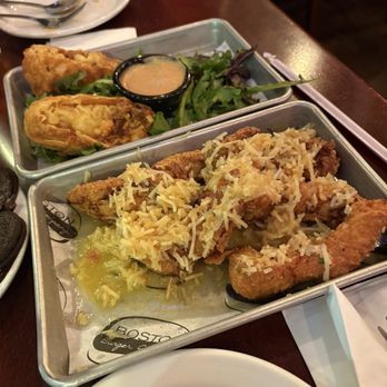Boston Burger - Somerville - Garlic parm chicken 'wings' and pulled pork egg rolls - Burgers Near Me - Somerville, Massachusetts