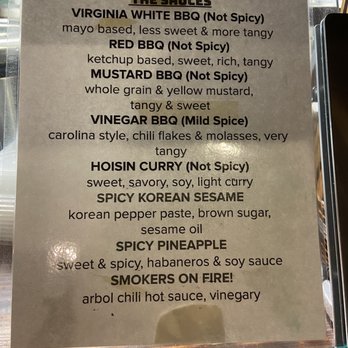 Odd BBQ - The list of sauces - New American Near Me - Chantilly, Virginia Odd BBQ - The list of sauces - New American Near Me - Chantilly, Virginia