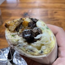 La Hacienda Meat and Grocery - Carne asada Breakfast Burrito with potatoes